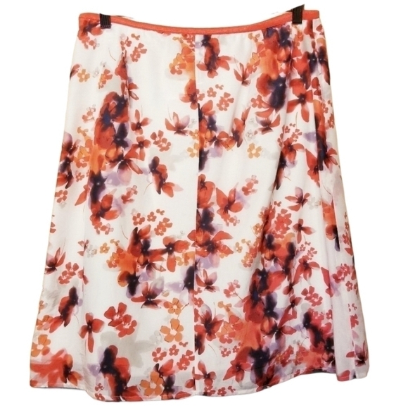 Nic & Zoe | Floral Silk Blend A-Line Knee Length Faux Wrap Skirt (Size 14) - Picture 9 of 9